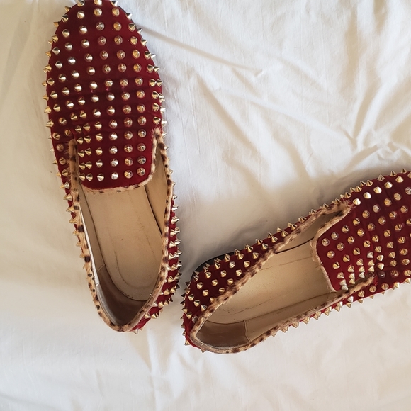 Christian Louboutin ROLLING SPIKES FLAT VELVET PONY JUNGLE Loafer size 40 - Picture 5 of 9